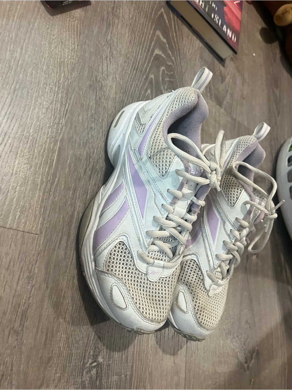 Reebok Women's White and Lilac Chunky Sneakers